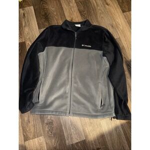 Columbia Fleece Jacket Coat Full Zip Up Men's Large Two Tone Gray And Black